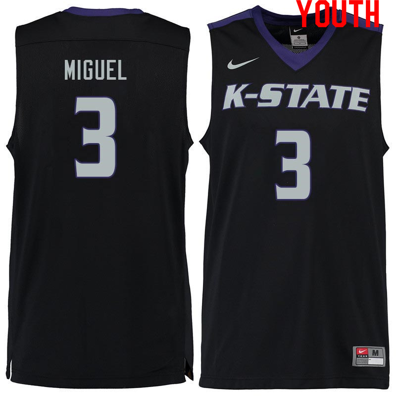 Youth #3 Selton Miguel Kansas State Wildcats College Basketball Jerseys Sale-Black - Click Image to Close
